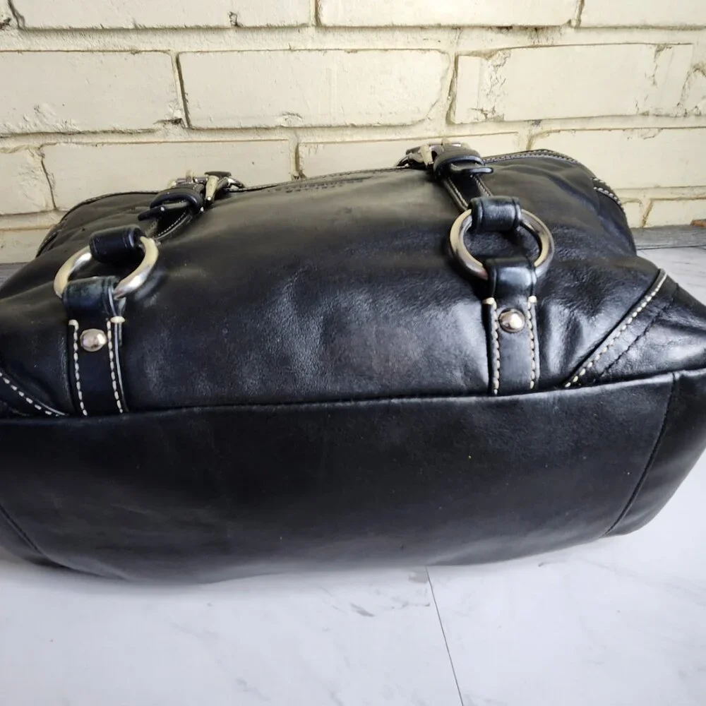 Euc Vintage Coach Gallery Y2K Black Leather Shoulder Bag Tote Purse c